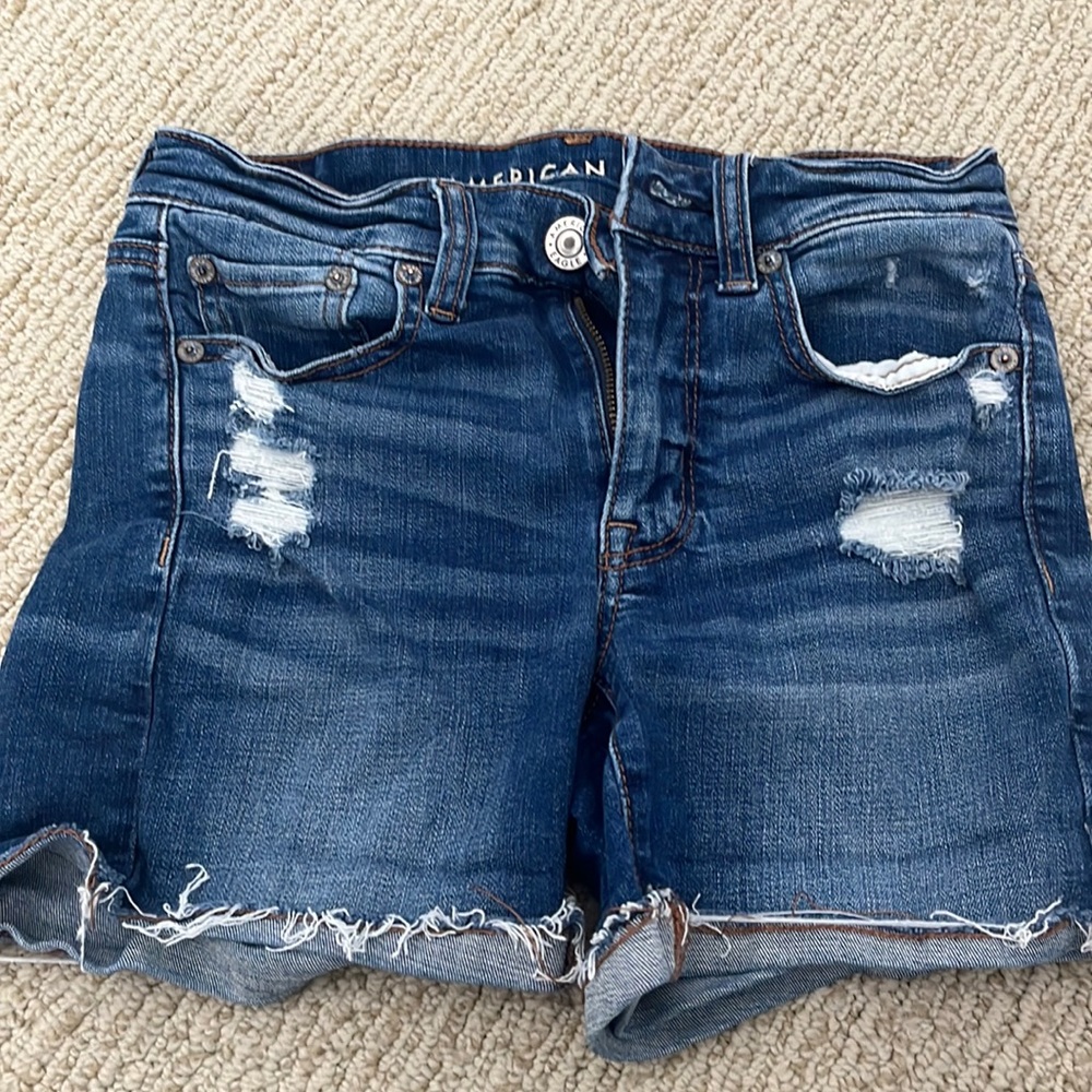 AE high waisted denim shorts